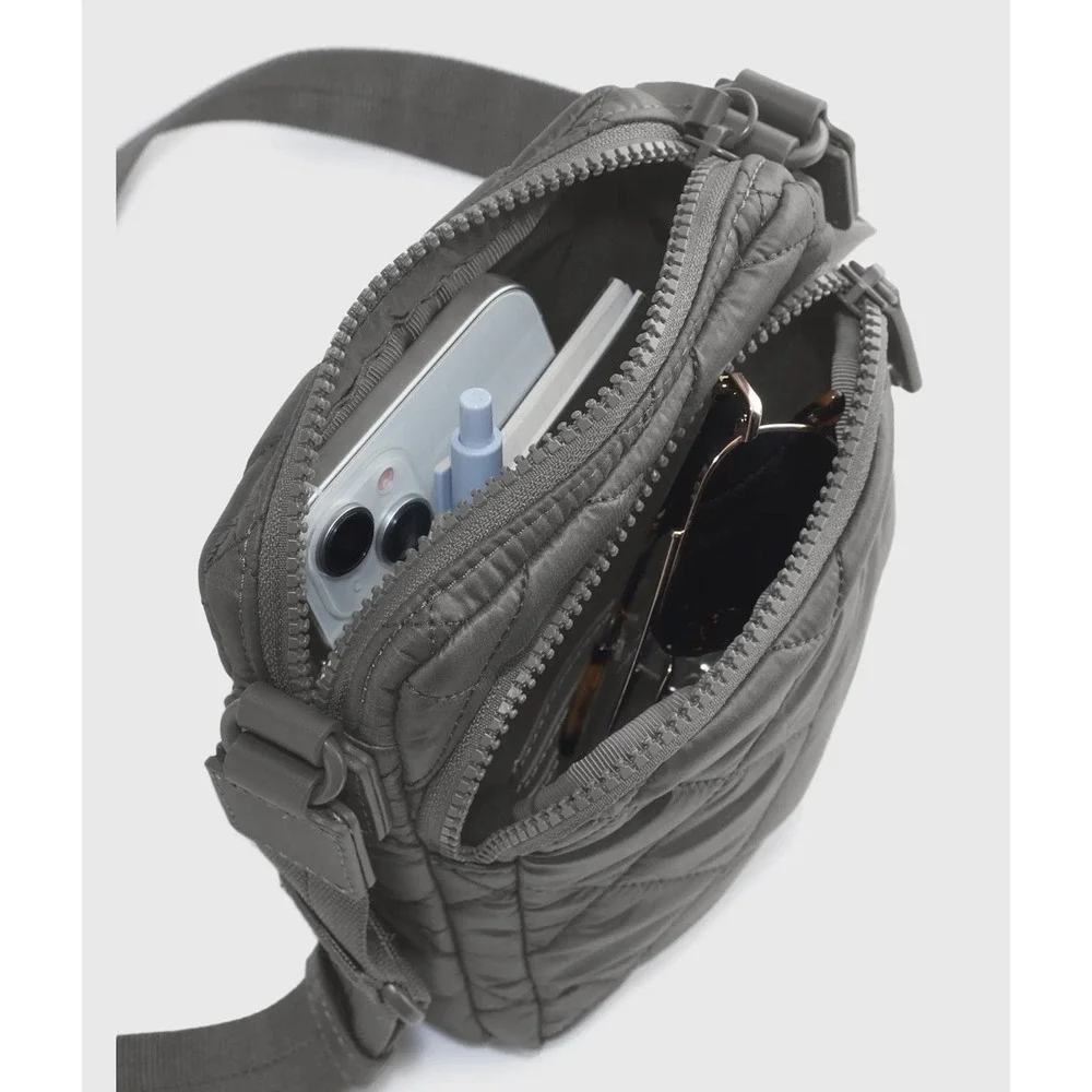 QUINCE TRANSIT QUILTED PHONE CROSSBODY Shoulder HANDBAG PURSE Charcoal
